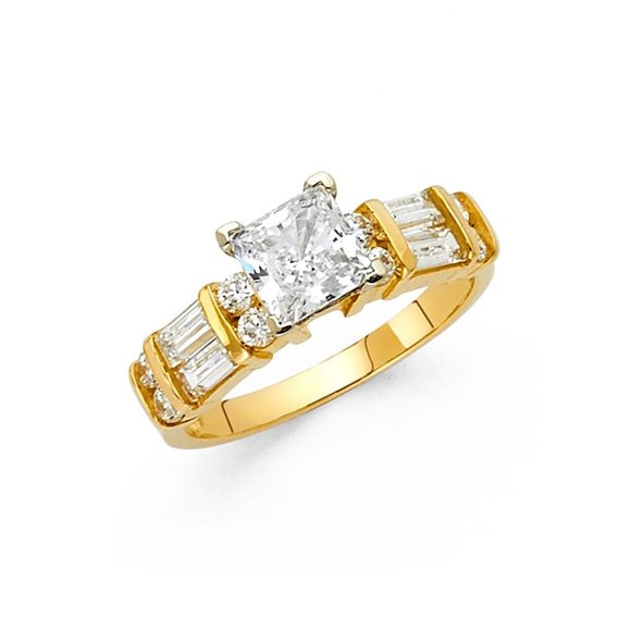 14k Solid Yellow Gold Engagement Ring only - Picture 1 of 9